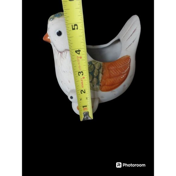 Vintage Pottery Chicken With Chick & Egg Planter 6" Partially Glazing Farmhouse - Picture 10 of 10
